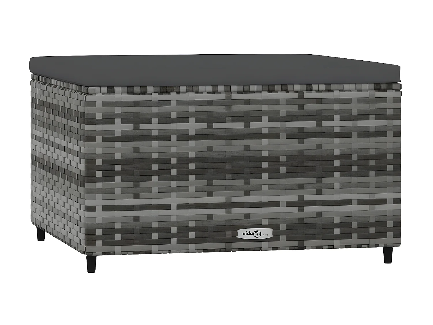 Voetensteun met kussen poly rattan grijs NL194103