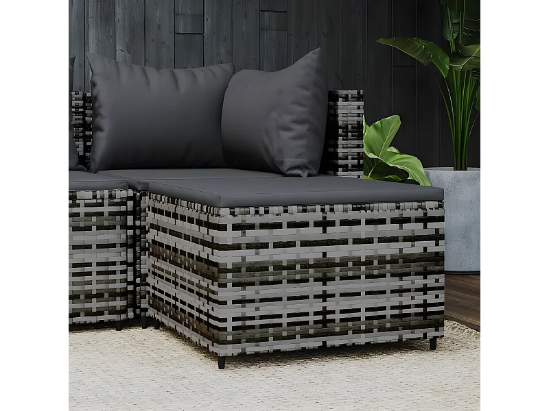 Canapé de jardin avec coussin Gris Résine tressée LQF83092