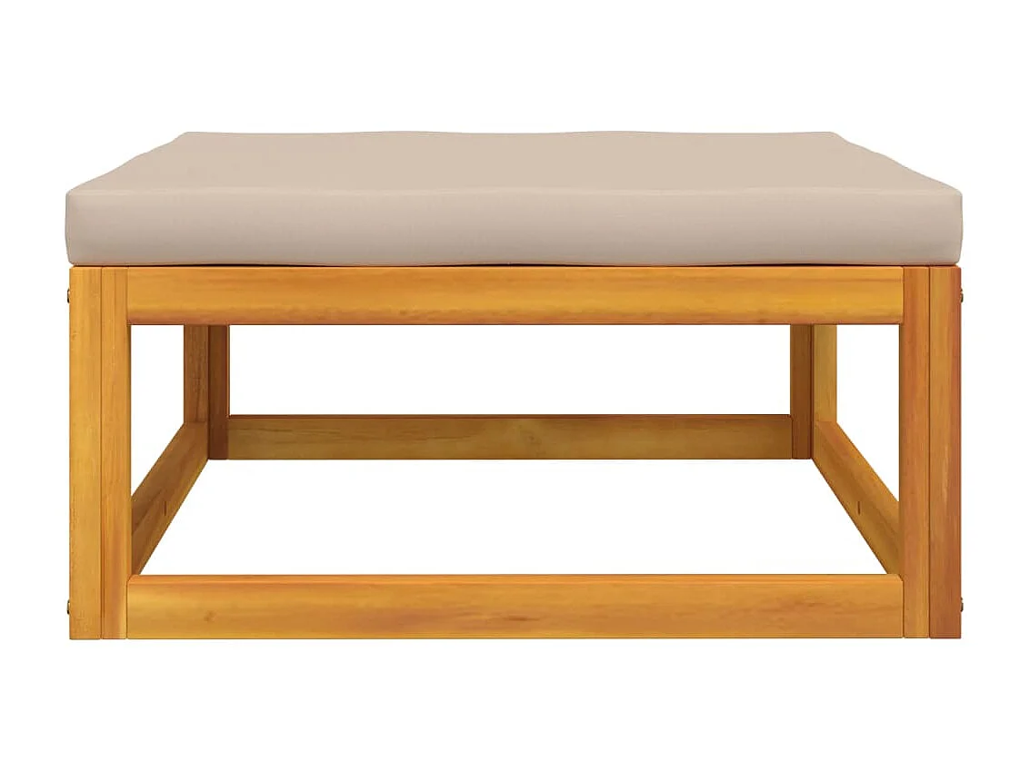 Apoio pés jardim acácia maciça c/ almofadão cinza-acastanhado PT494676