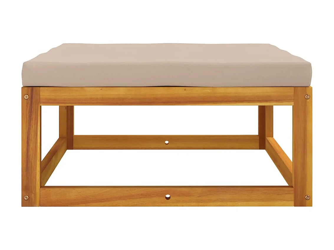 Apoio pés jardim acácia maciça c/ almofadão cinza-acastanhado PT494676