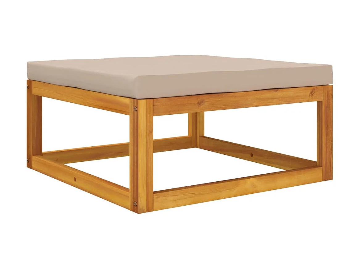 Apoio pés jardim acácia maciça c/ almofadão cinza-acastanhado PT494676