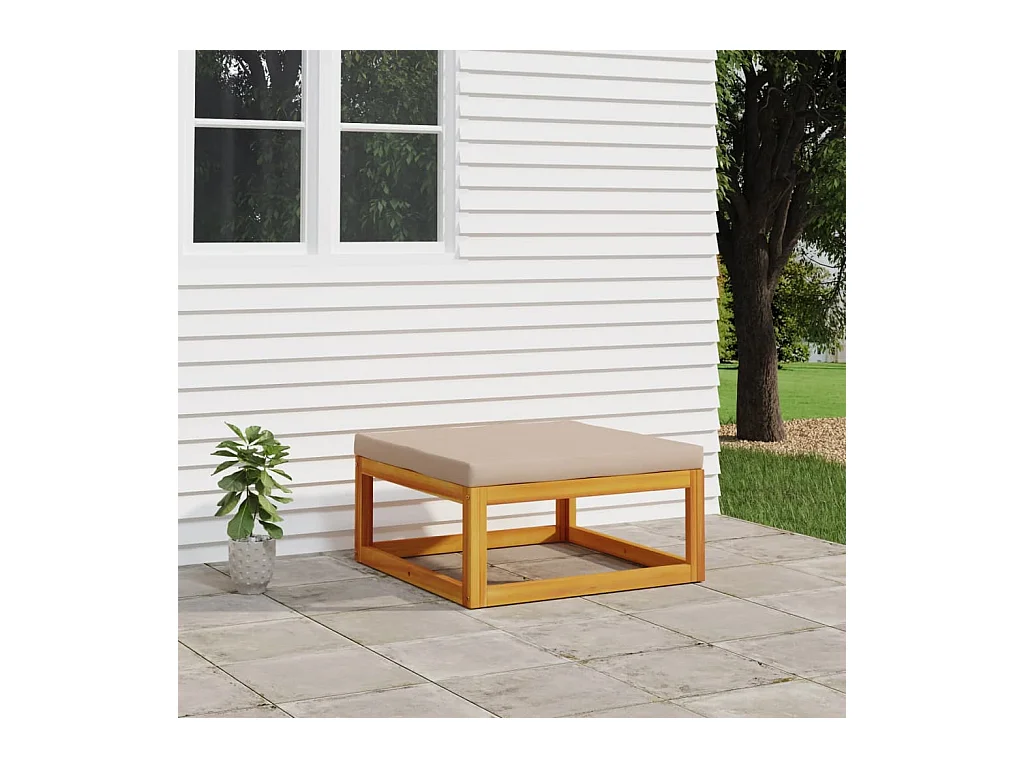 Canapé de jardin avec coussin taupe bois massif d'acacia LQF57610