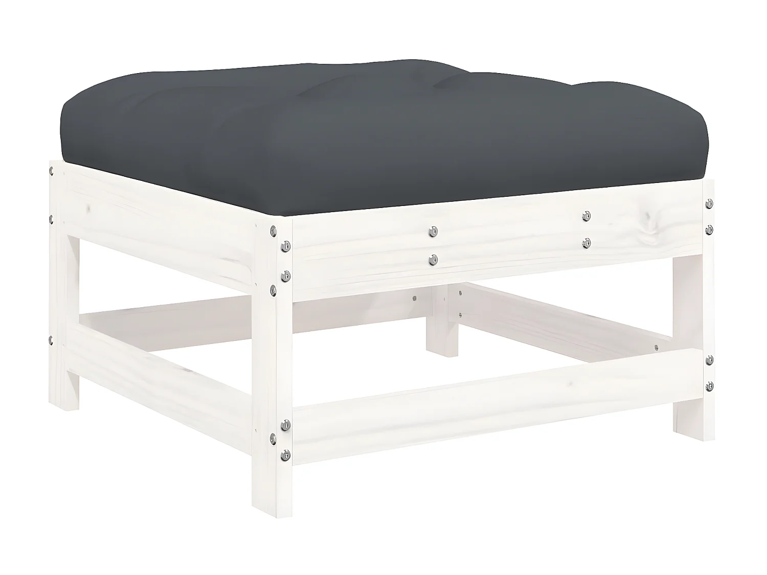 Reposapiés de jardín con cojín madera maciza de pino blanco ES14429