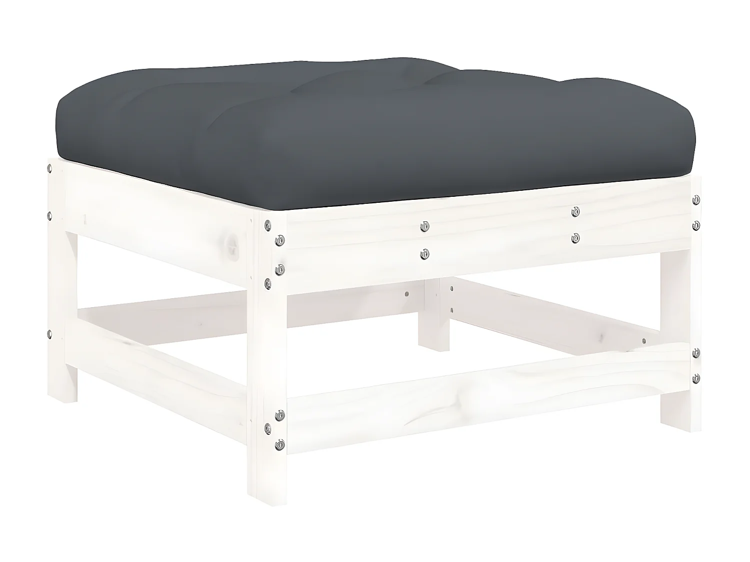 Reposapiés de jardín con cojín madera maciza de pino blanco ES14429