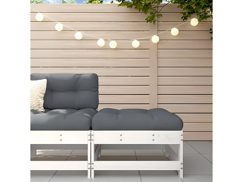 Reposapiés de jardín con cojín madera maciza de pino blanco ES14429