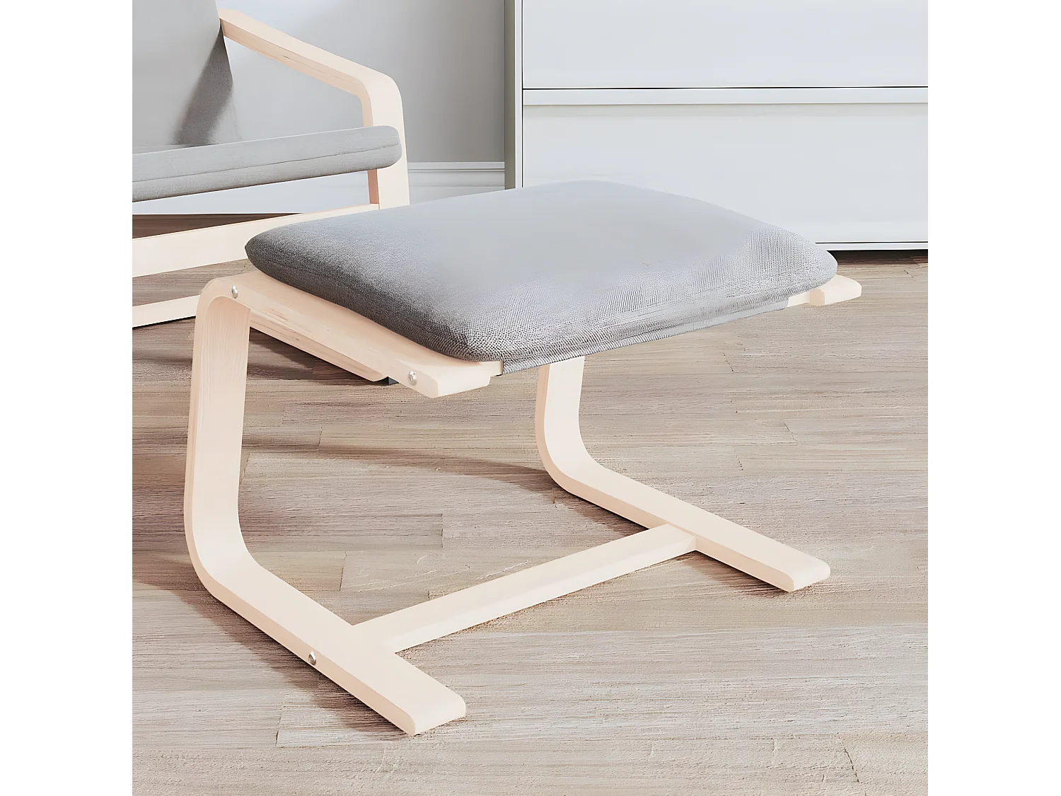 Voetenbank 51x41x40 cm stof lichtgrijs NL405031