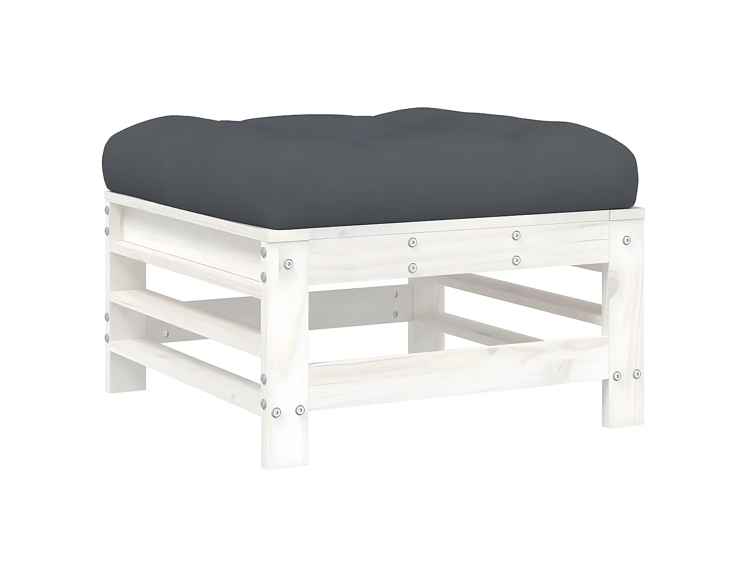 Apoio de pés p/ jardim c/ almofadão pinho maciço branco PT347388