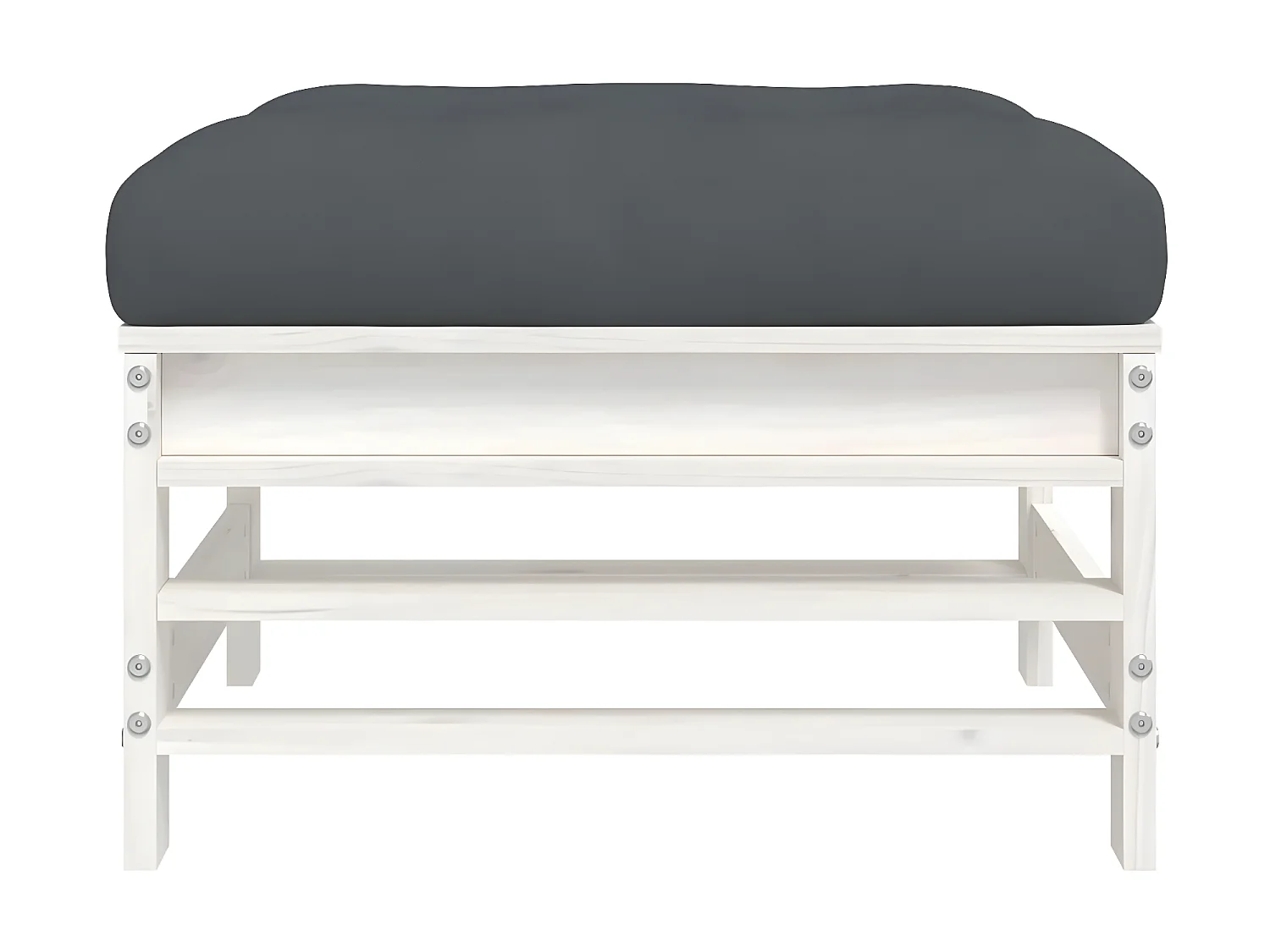 Apoio de pés p/ jardim c/ almofadão pinho maciço branco PT347388