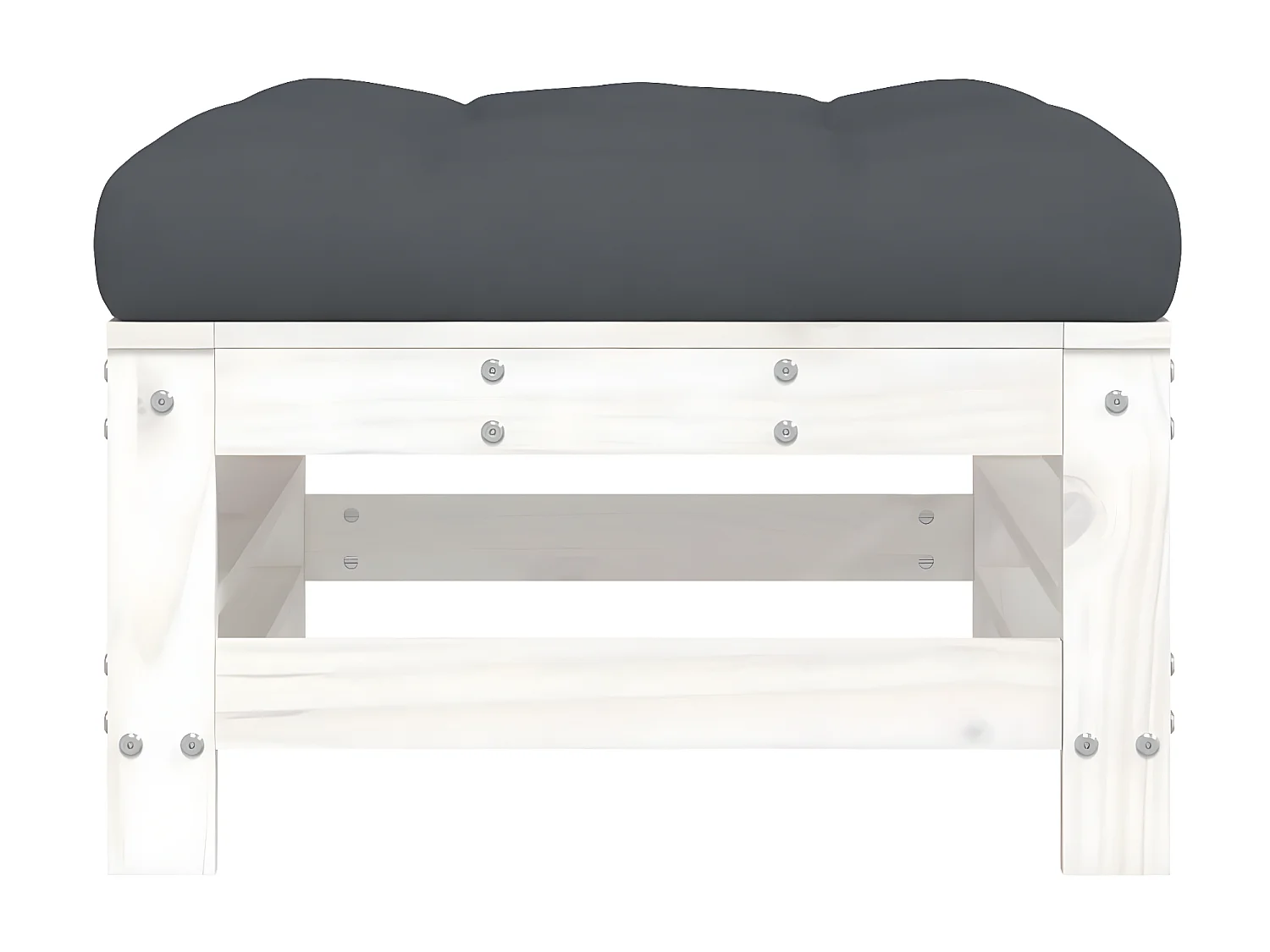 Reposapiés de jardín con cojín madera maciza de pino blanco ES80569