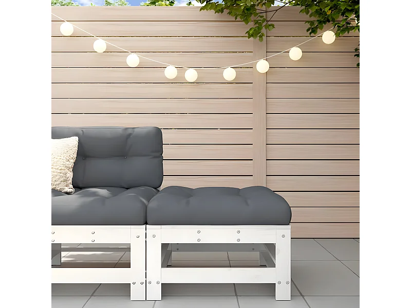 Reposapiés de jardín con cojín madera maciza de pino blanco ES80569