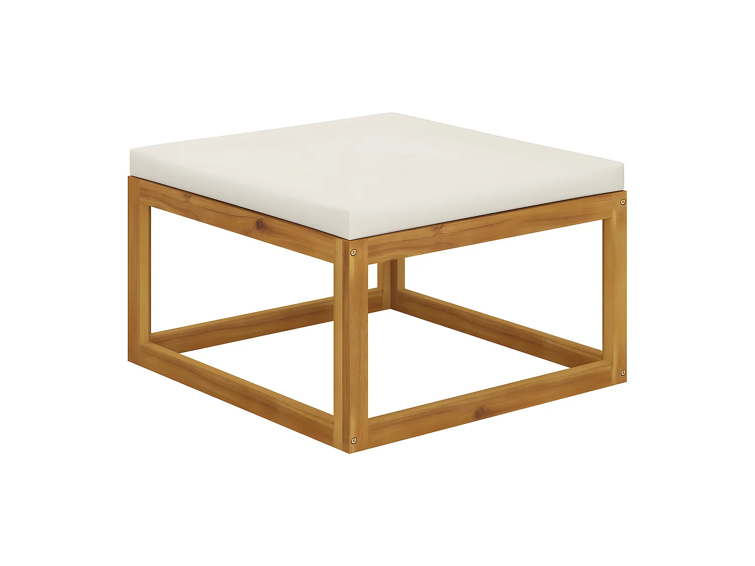 Repose-pied avec coussin blanc crème Bois d'acacia massif LQF14337