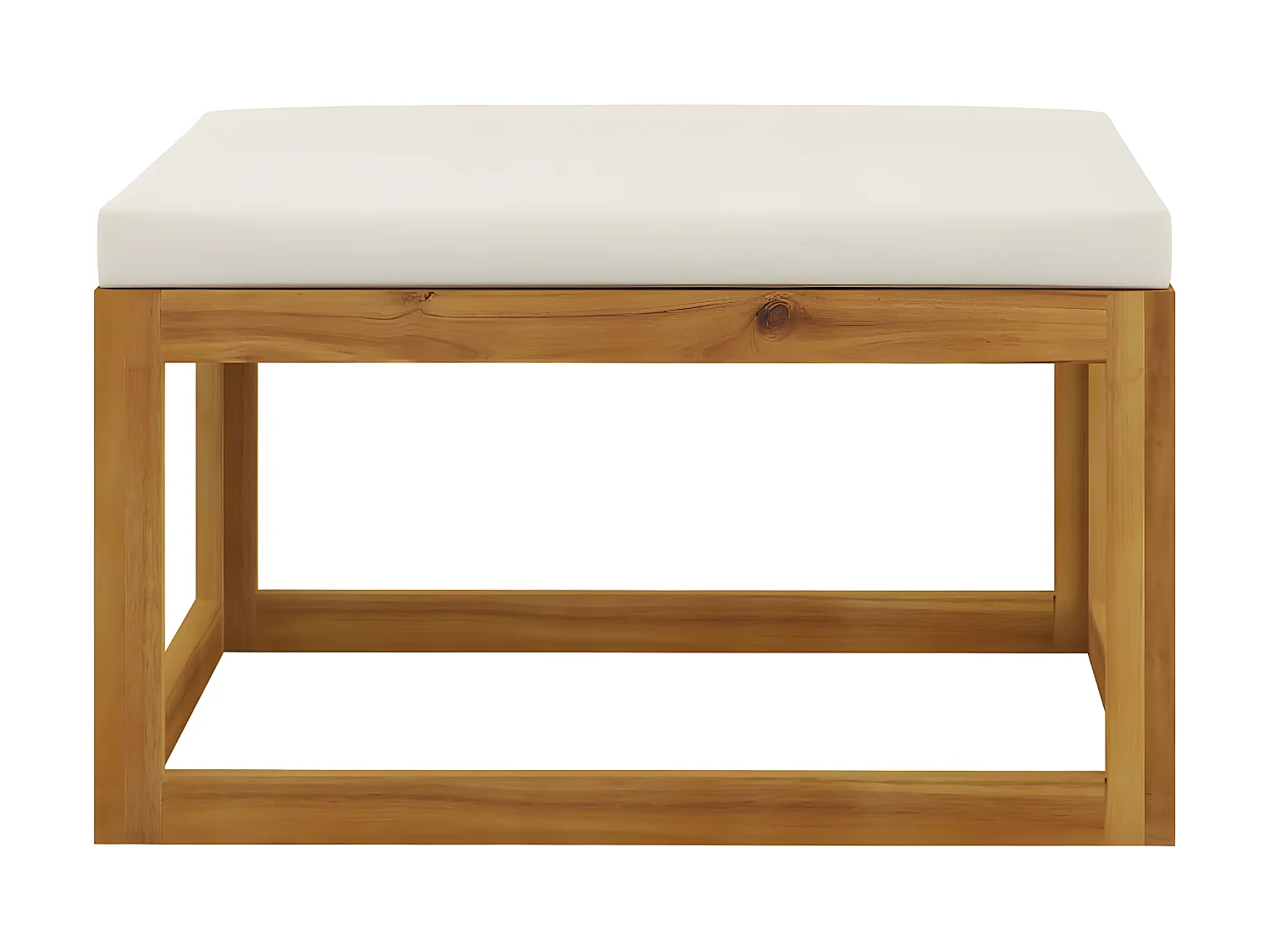 Apoio de pés c/ almofadão branco nata madeira de acácia maciça PT137535