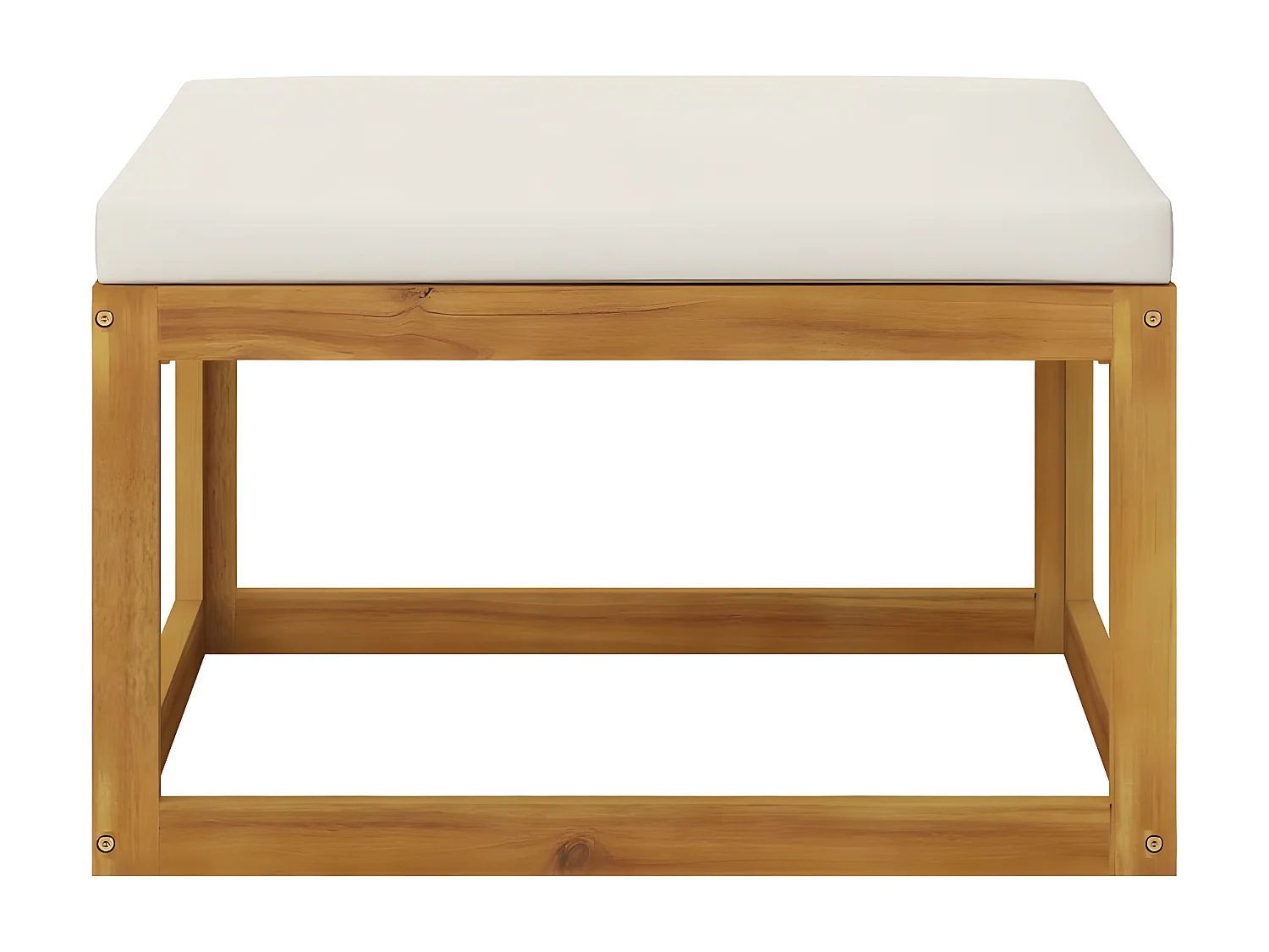 Apoio de pés c/ almofadão branco nata madeira de acácia maciça PT137535