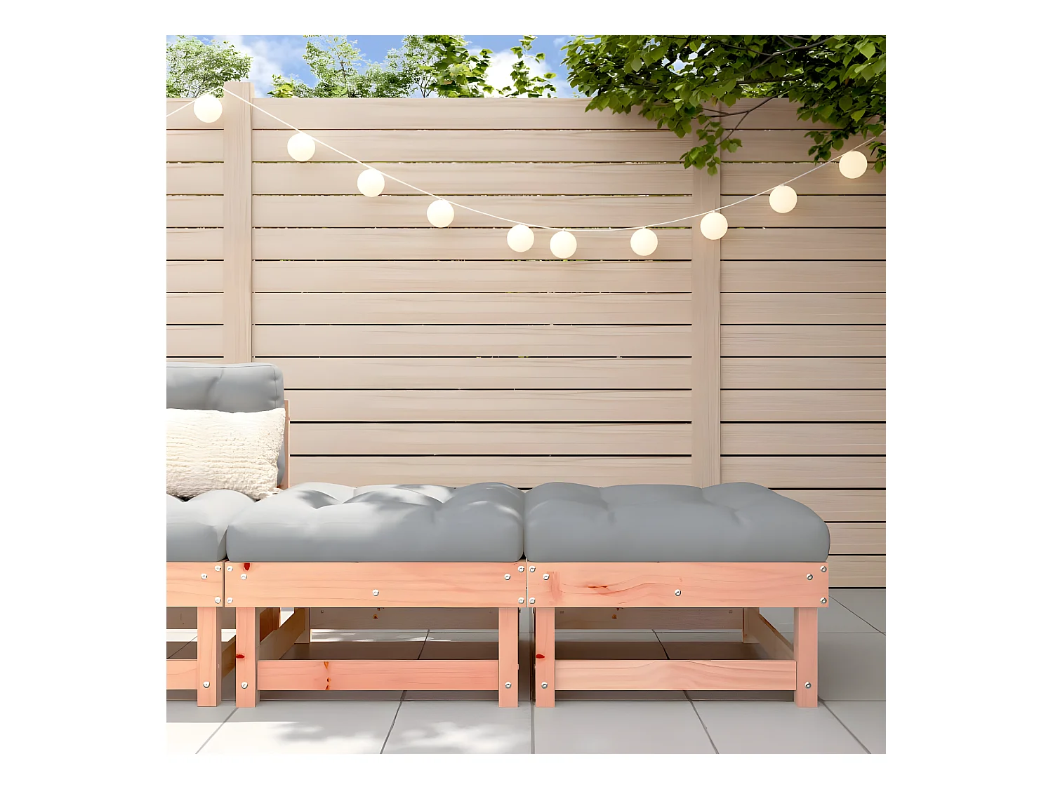 2 pcs Repose-pieds de jardin avec coussins bois massif douglas LQF37981