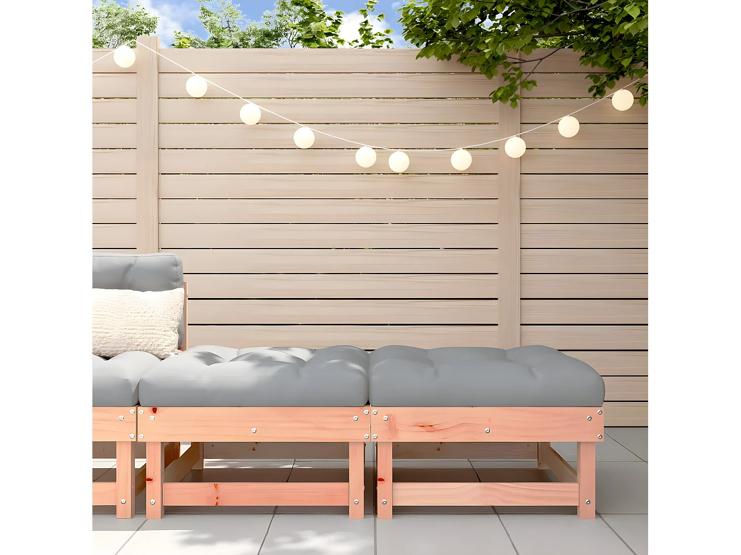 2 pcs Repose-pieds de jardin avec coussins bois massif douglas LQF37981