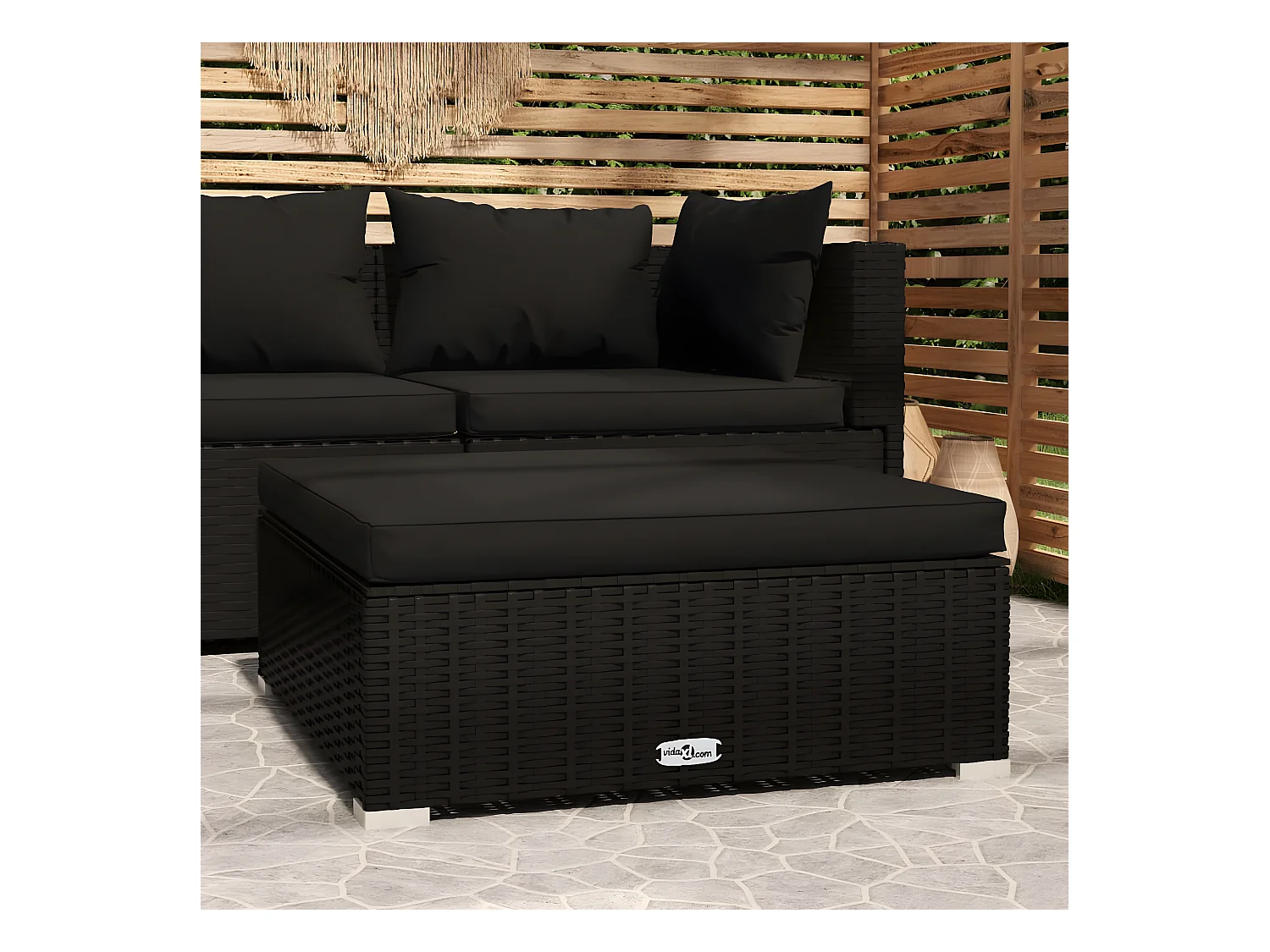 Canapé de jardin coussin Noir 70x70x30 cm Résine tressée LQF50695