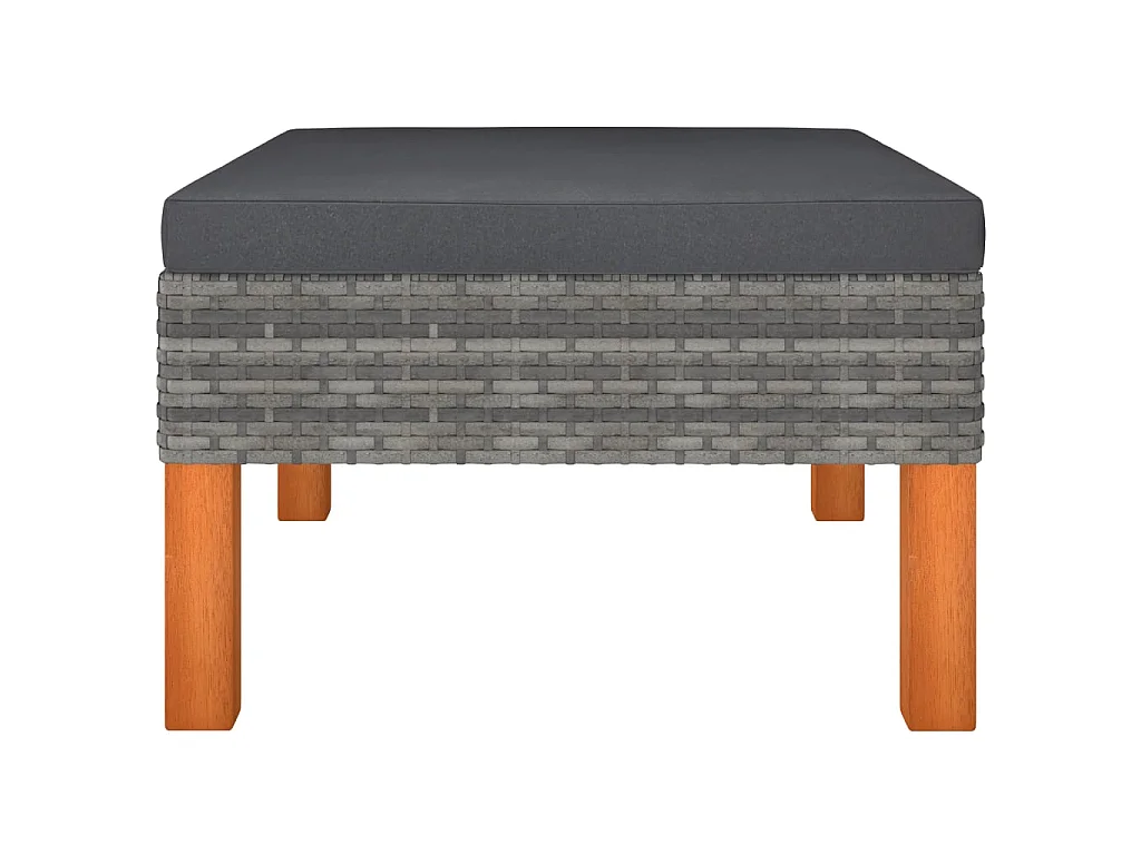 Repose-pied Résine tressée et bois d'eucalyptus massif LQF56336