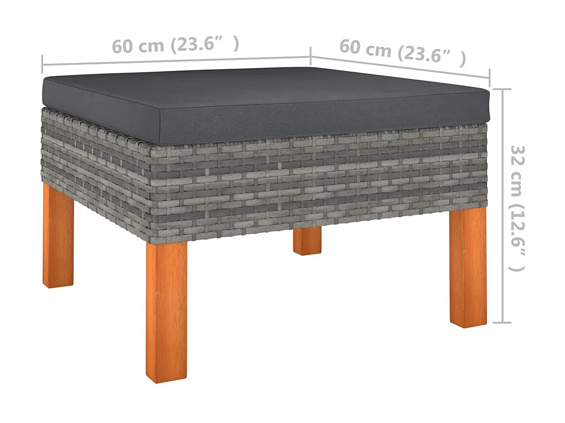 Repose-pied Résine tressée et bois d'eucalyptus massif LQF56336