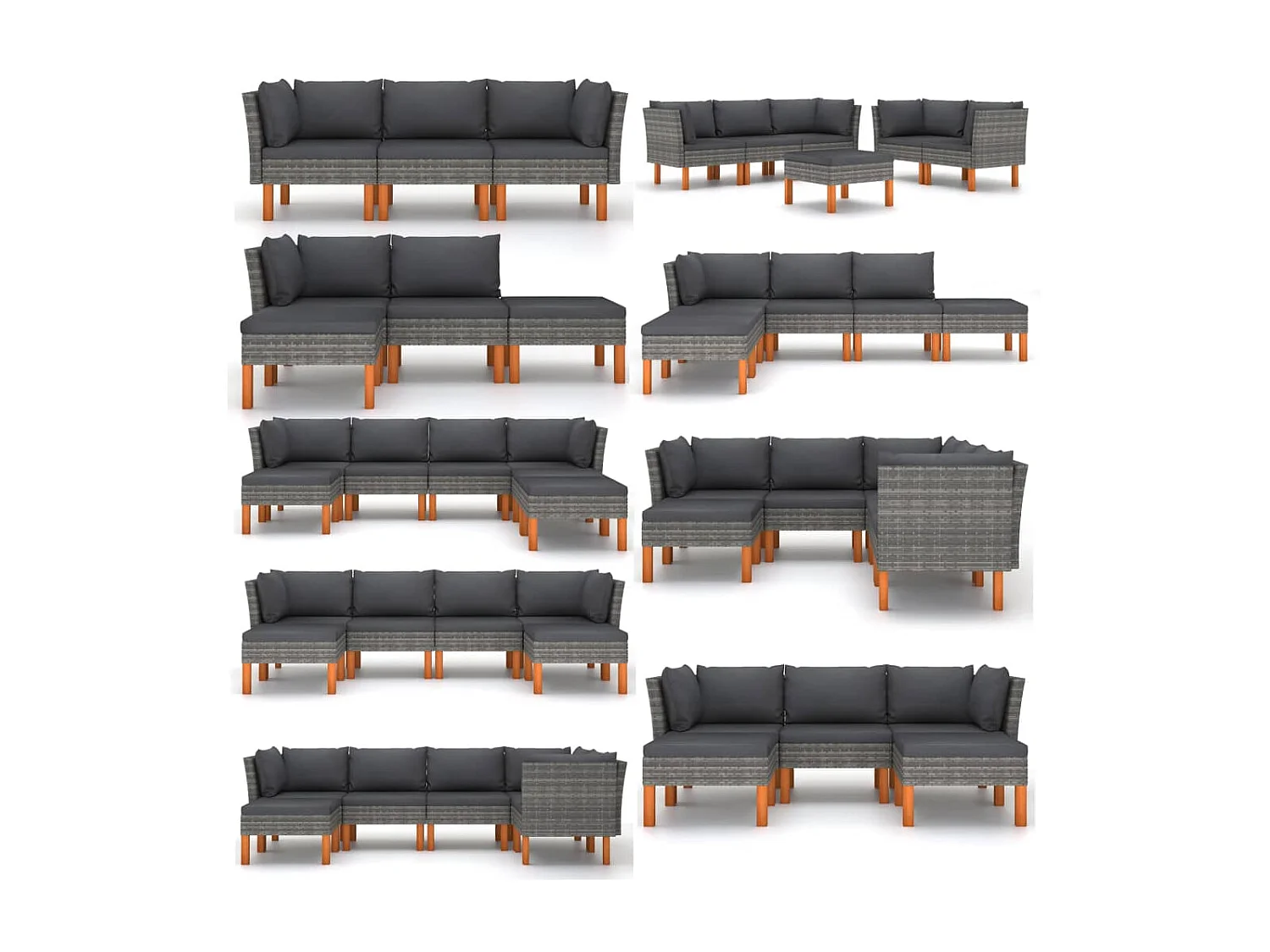 Repose-pied Résine tressée et bois d'eucalyptus massif LQF56336