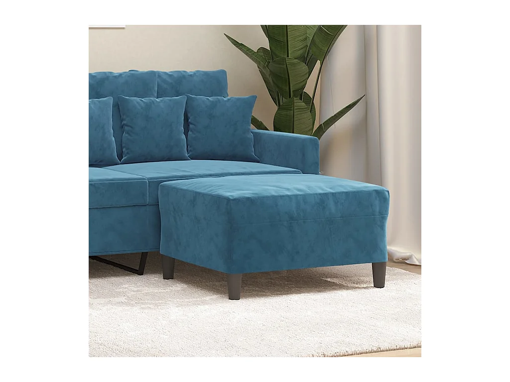 Reposapiés de terciopelo azul 70x55x41 cm ES14463