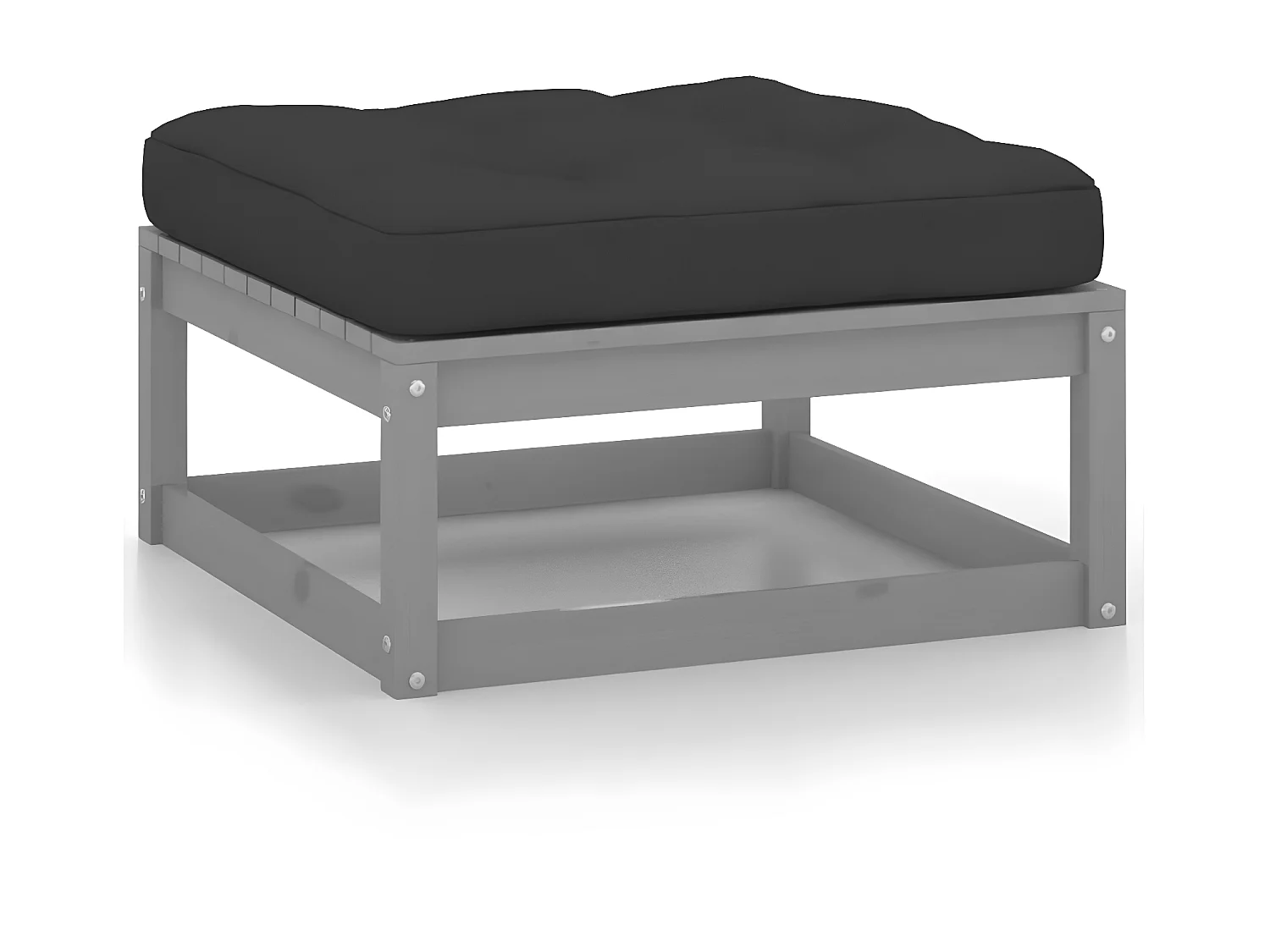 2 pcs Repose-pieds de jardin avec coussins Gris Bois de pin LQF60246