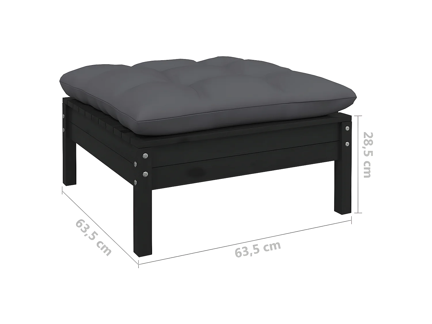 Canapé de jardin avec coussin anthracite Bois de pin Noir LQF17153