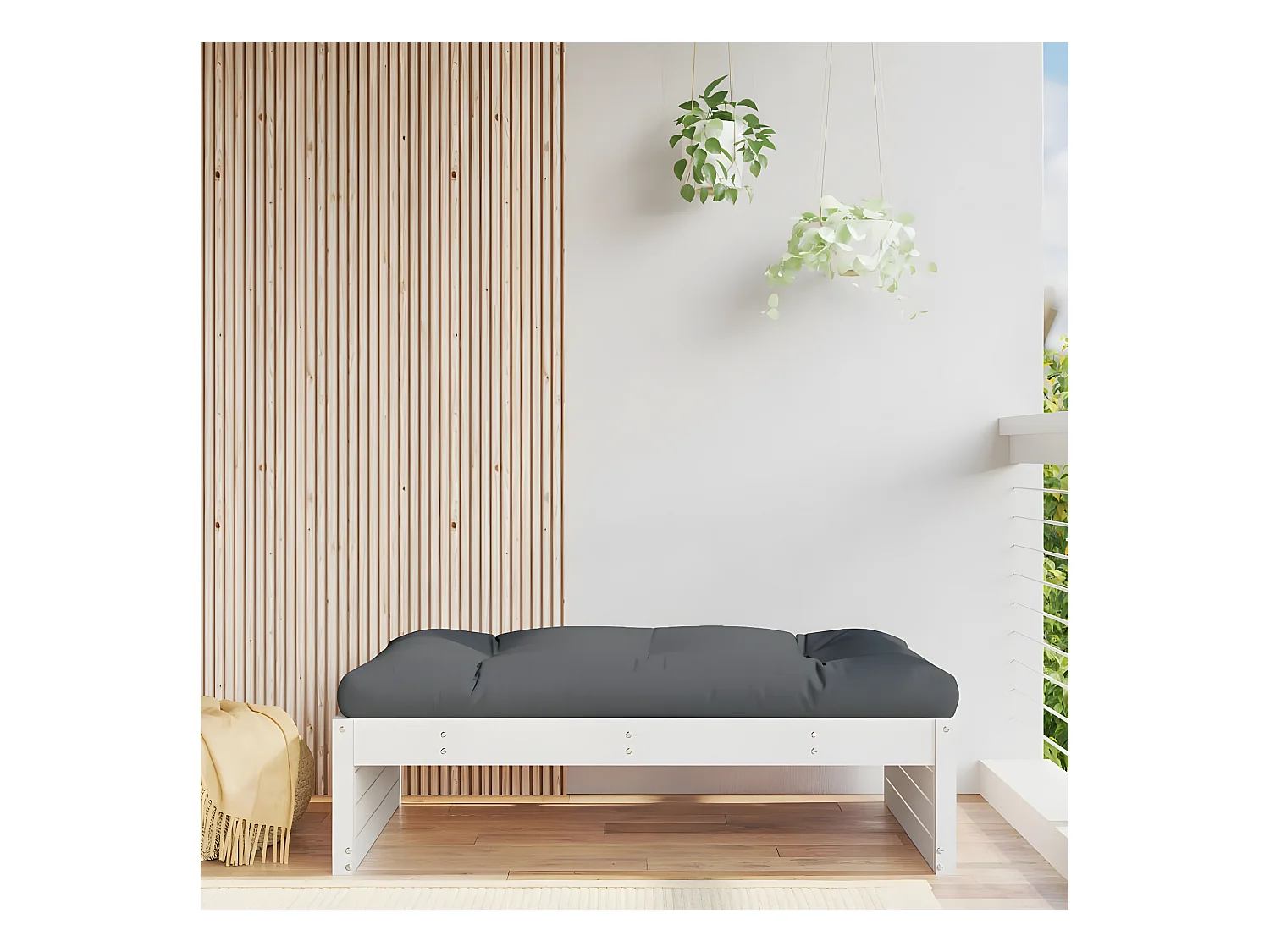 Repose-pied de jardin 120x80 cm blanc bois de pin massif LQF97182