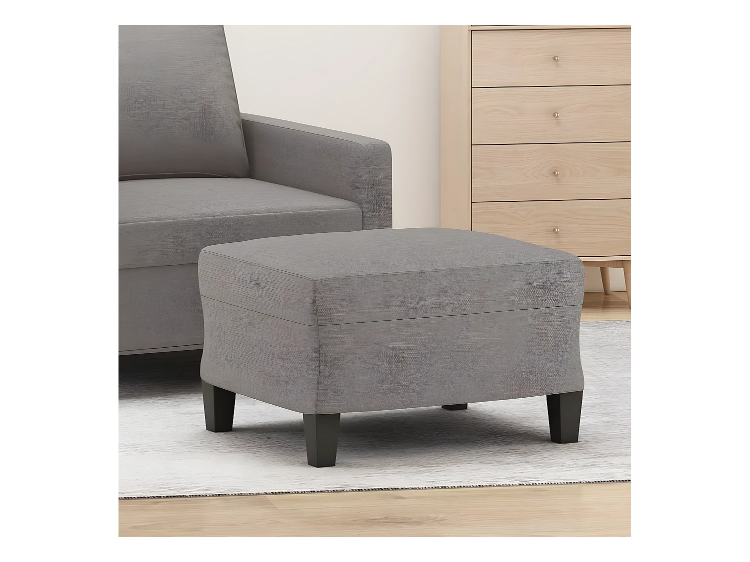 Reposapiés de tela gris taupe 60x50x41 cm ES453218