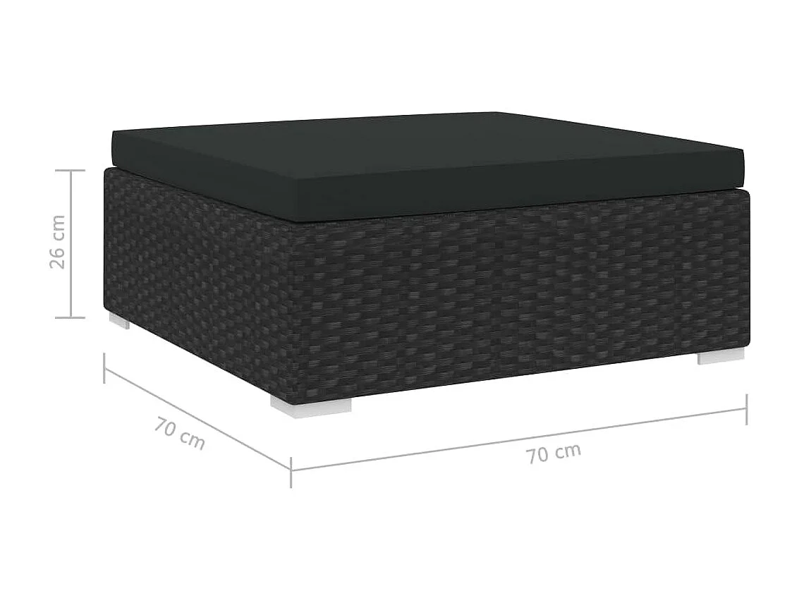 Repose-pied sectionnel 1 pc avec coussin Résine tressée Noir LQF13004