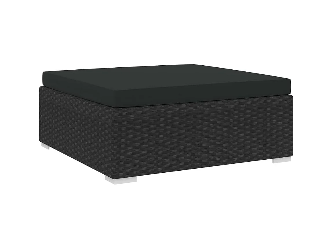 Repose-pied sectionnel 1 pc avec coussin Résine tressée Noir LQF13004