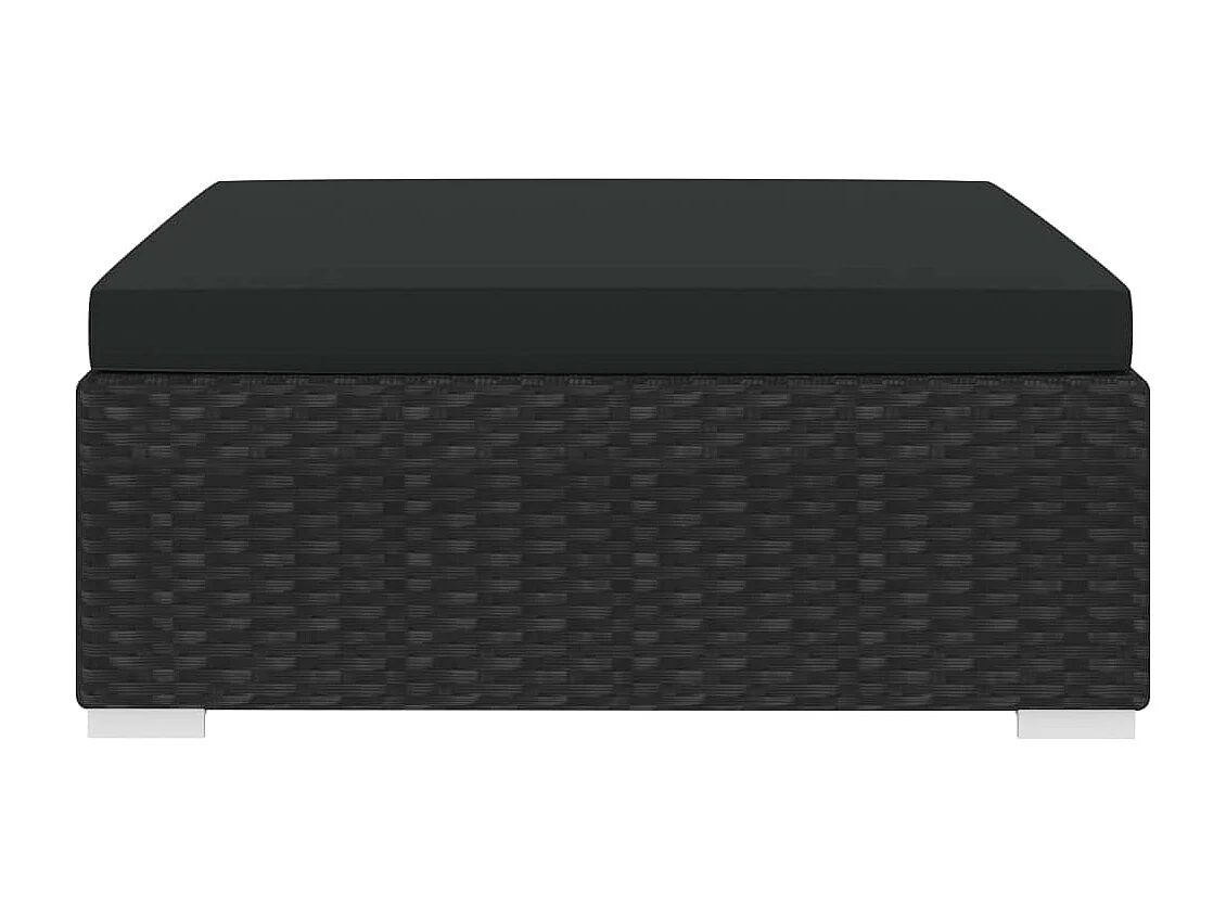 Repose-pied sectionnel 1 pc avec coussin Résine tressée Noir LQF13004