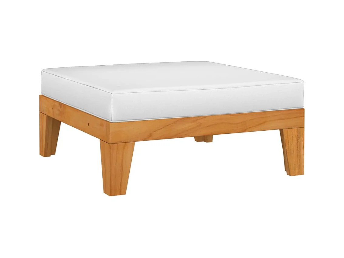 Repose-pied sectionnel avec coussin blanc crème Bois d'acacia LQF71978