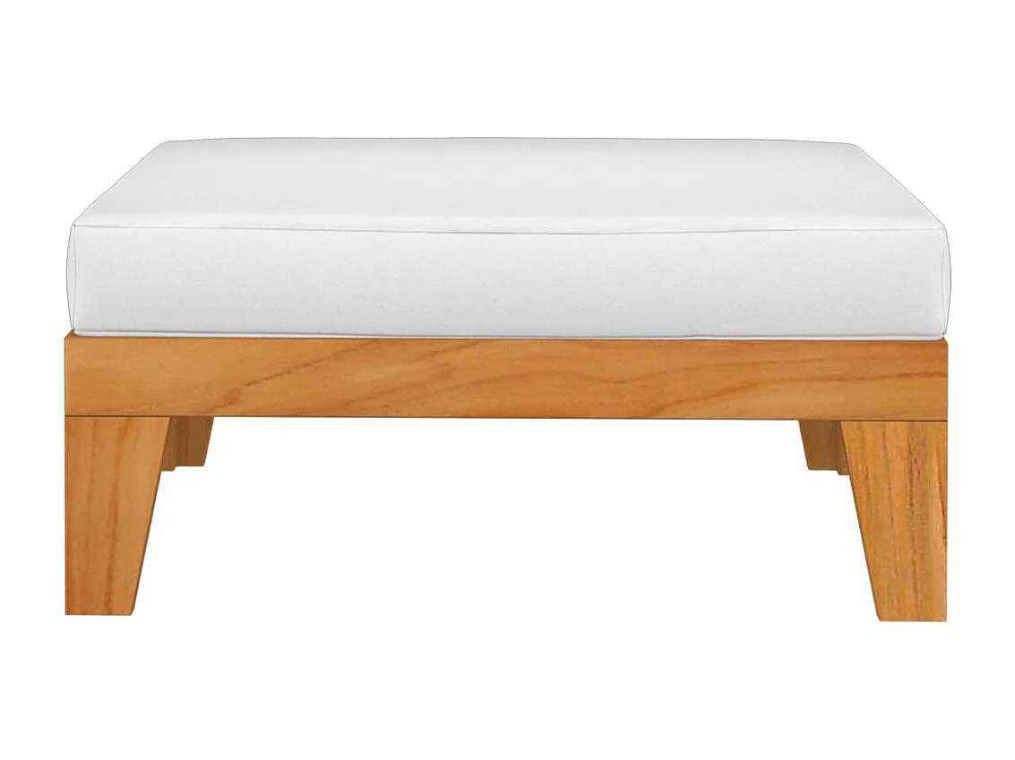 Reposapiés modular y cojín crema madera maciza de acacia ES72647