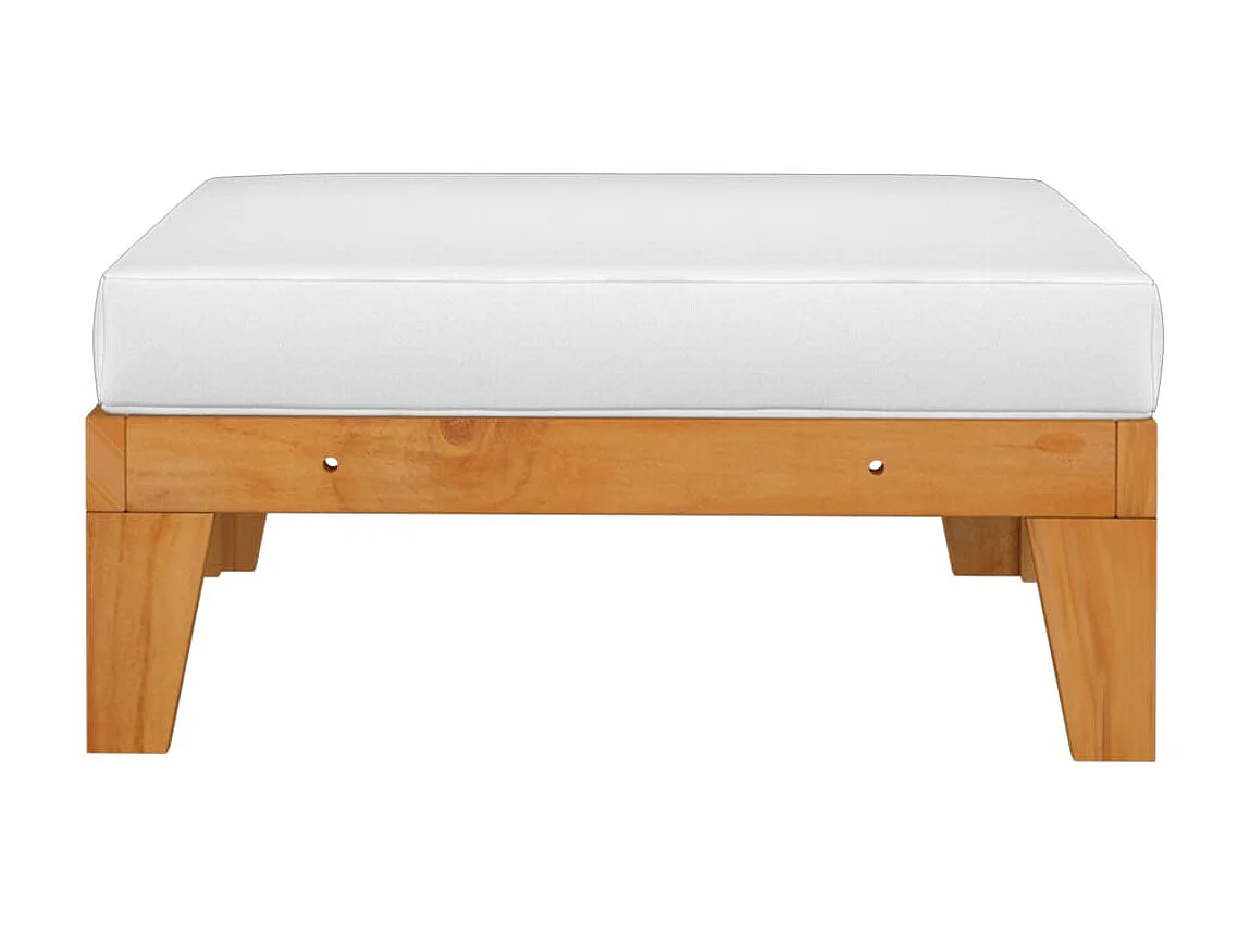 Reposapiés modular y cojín crema madera maciza de acacia ES72647