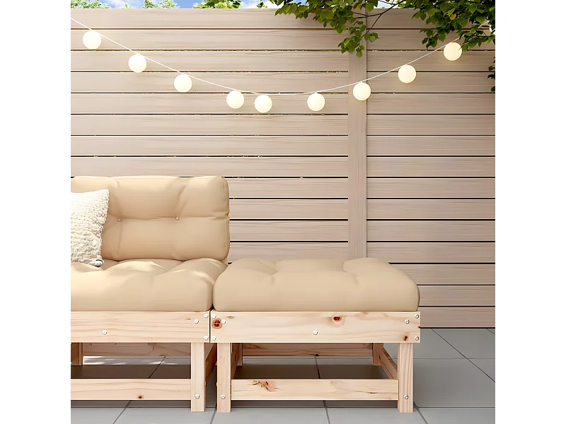 Repose-pied de jardin avec coussin bois de pin massif LQF15893