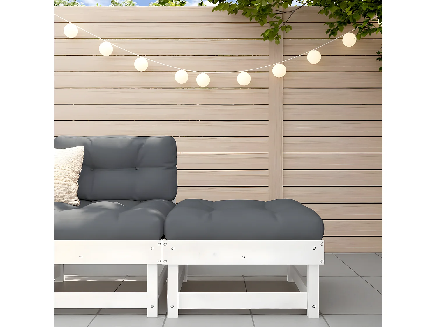 Apoio de pés p/ jardim c/ almofadão pinho maciço branco PT244240