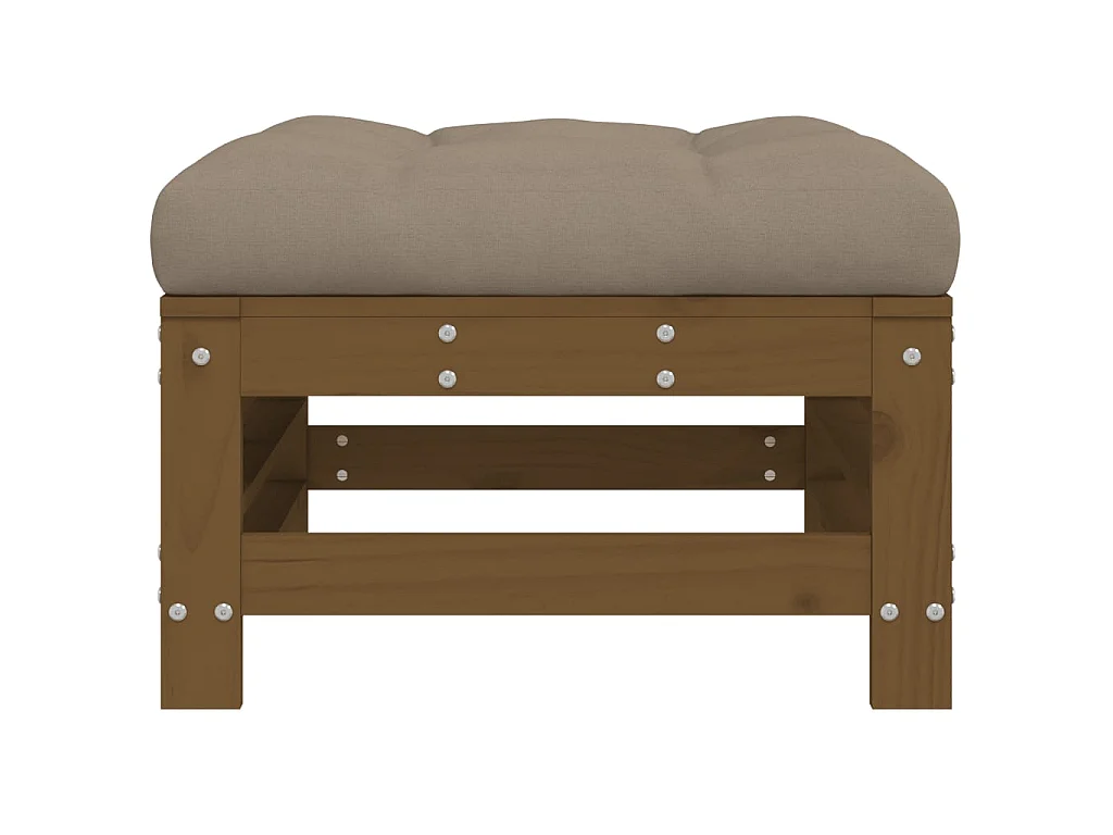 Repose-pied de jardin et coussin marron miel bois de pin massif LQF77586