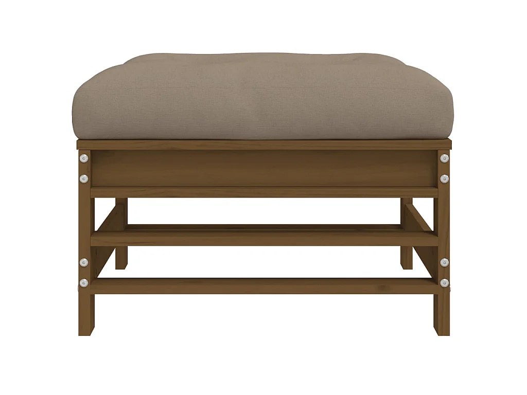 Repose-pied de jardin et coussin marron miel bois de pin massif LQF77586