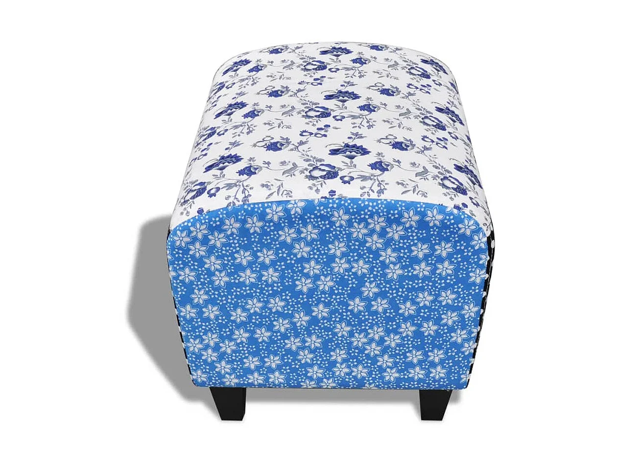 Repose-pied Design avec patchwork Bleu et blanc LQF49057