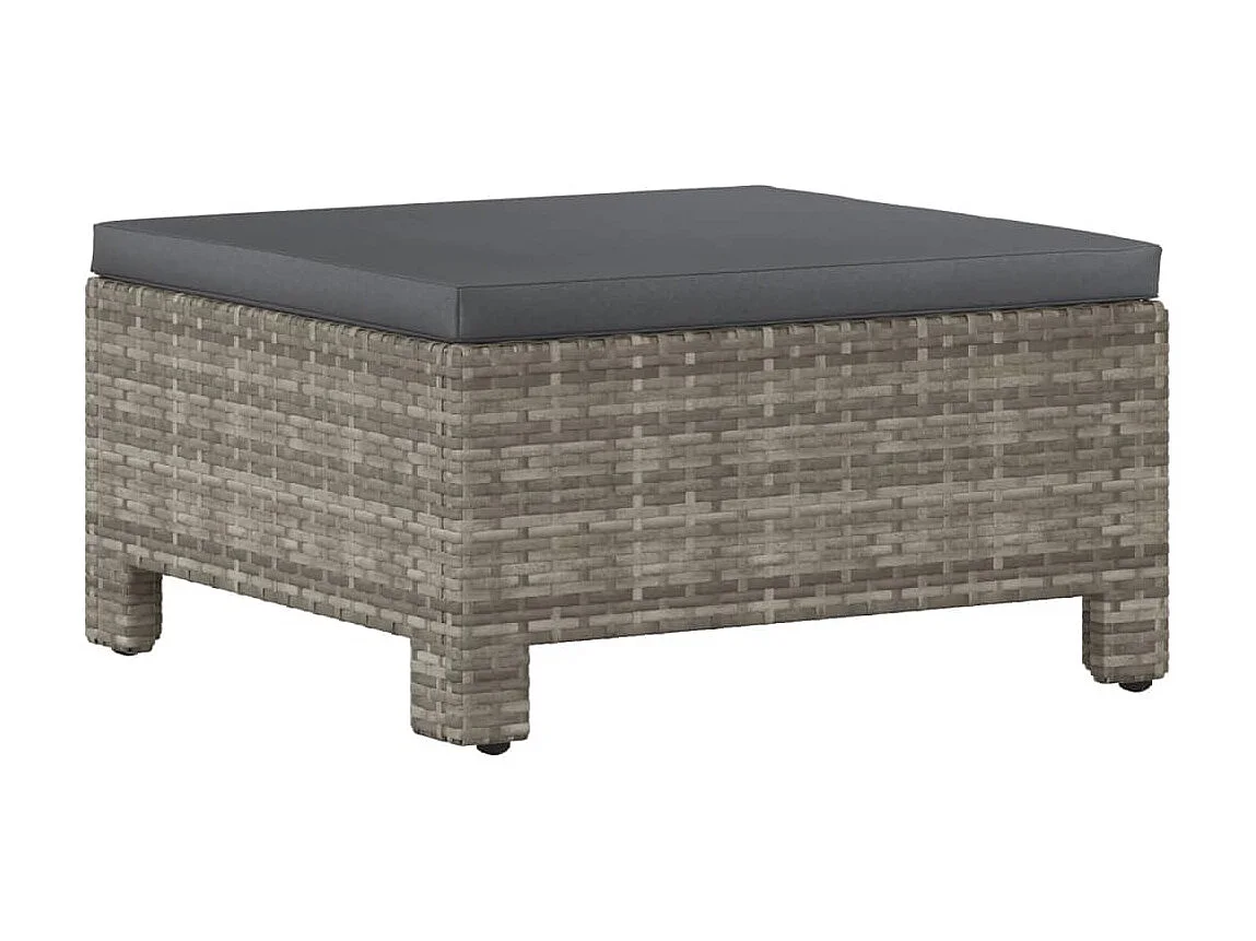 Voetensteun met kussen poly rattan grijs NL672045