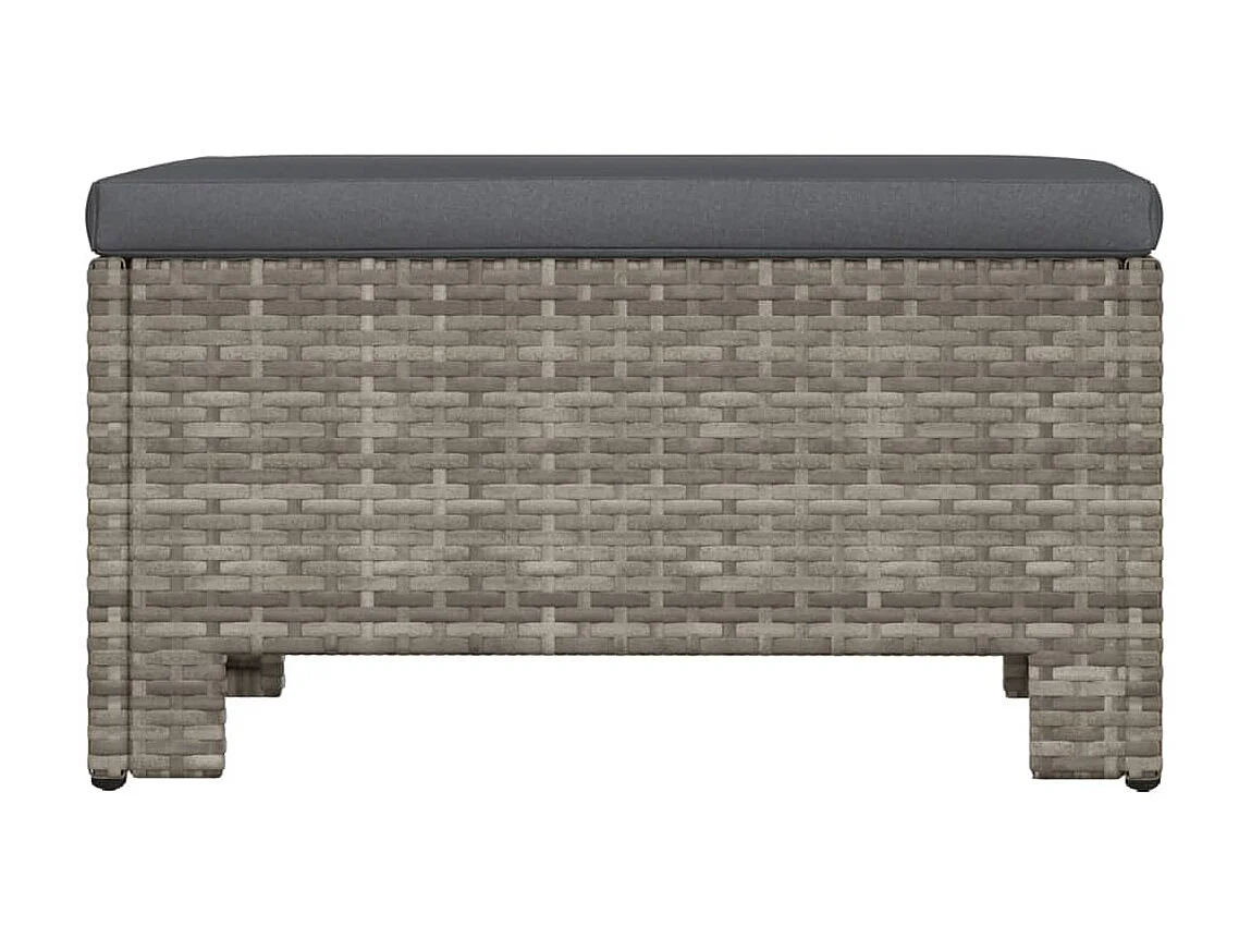 Voetensteun met kussen poly rattan grijs NL672045