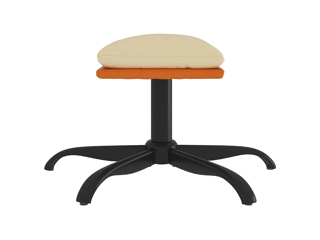 Reposapiés de tela y cuero sintético color crema 60x60x36 cm ES60780