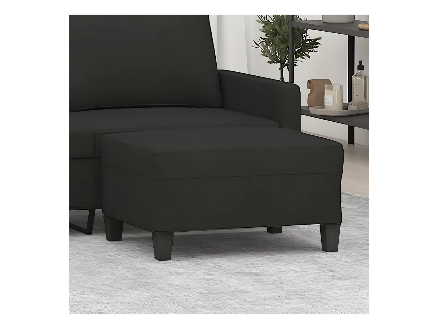 Repose-pied Noir 70x55x41 cm Tissu LQF23603