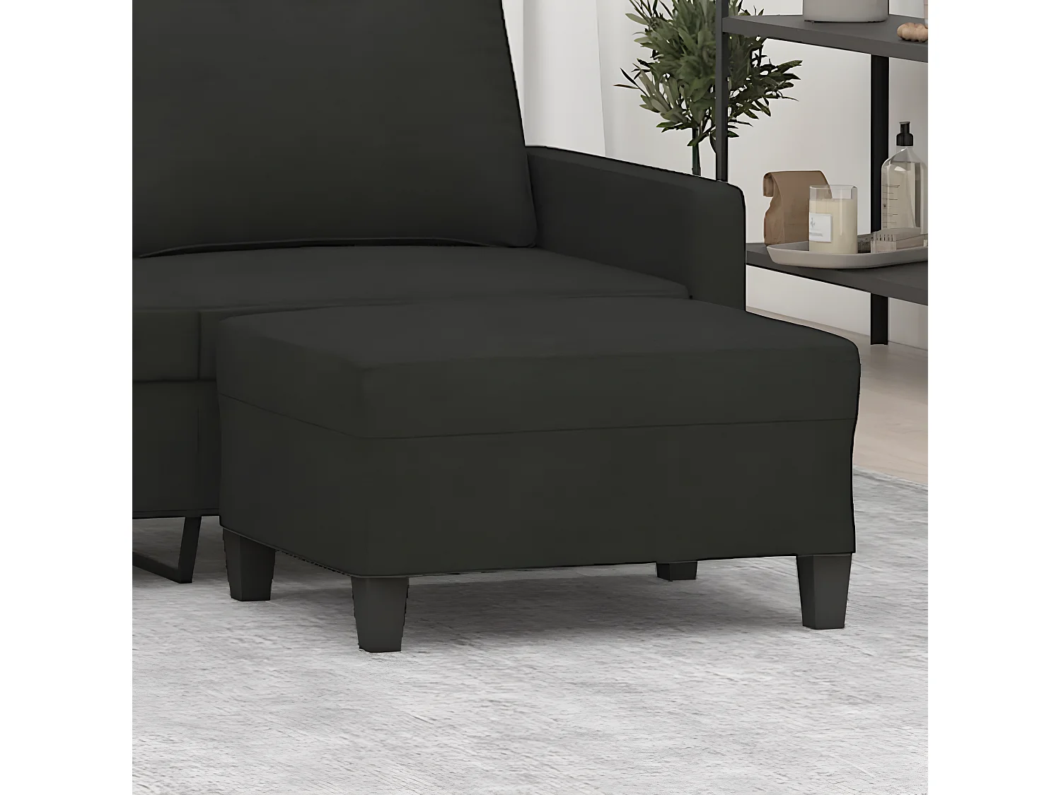 Repose-pied Noir 70x55x41 cm Tissu LQF23603