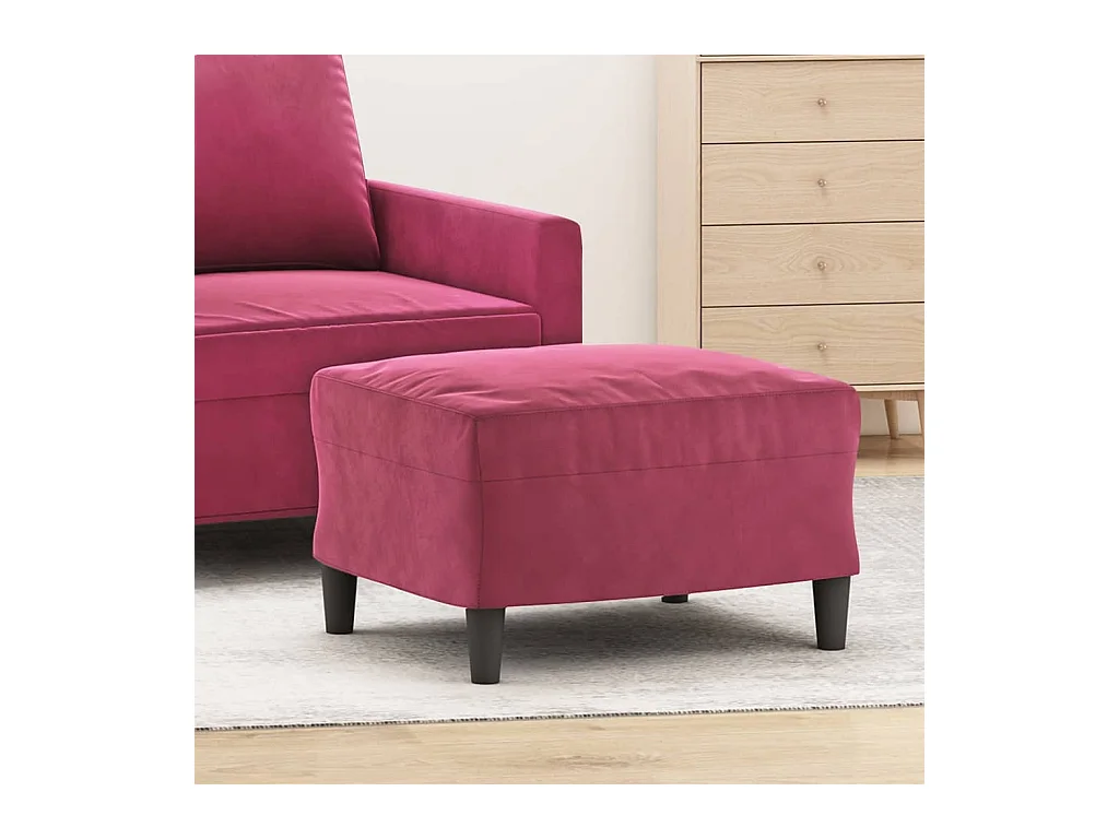 Repose-pied Rouge bordeaux 60x50x41 cm Velours LQF34835
