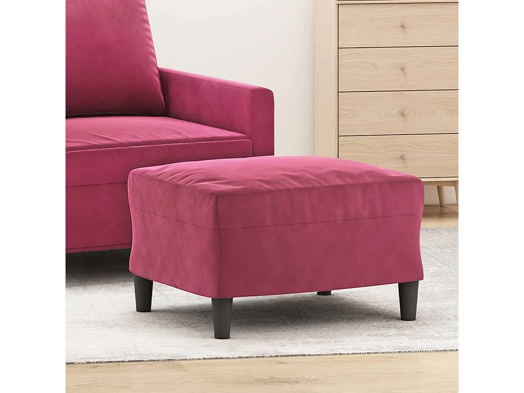 Repose-pied Rouge bordeaux 60x50x41 cm Velours LQF34835
