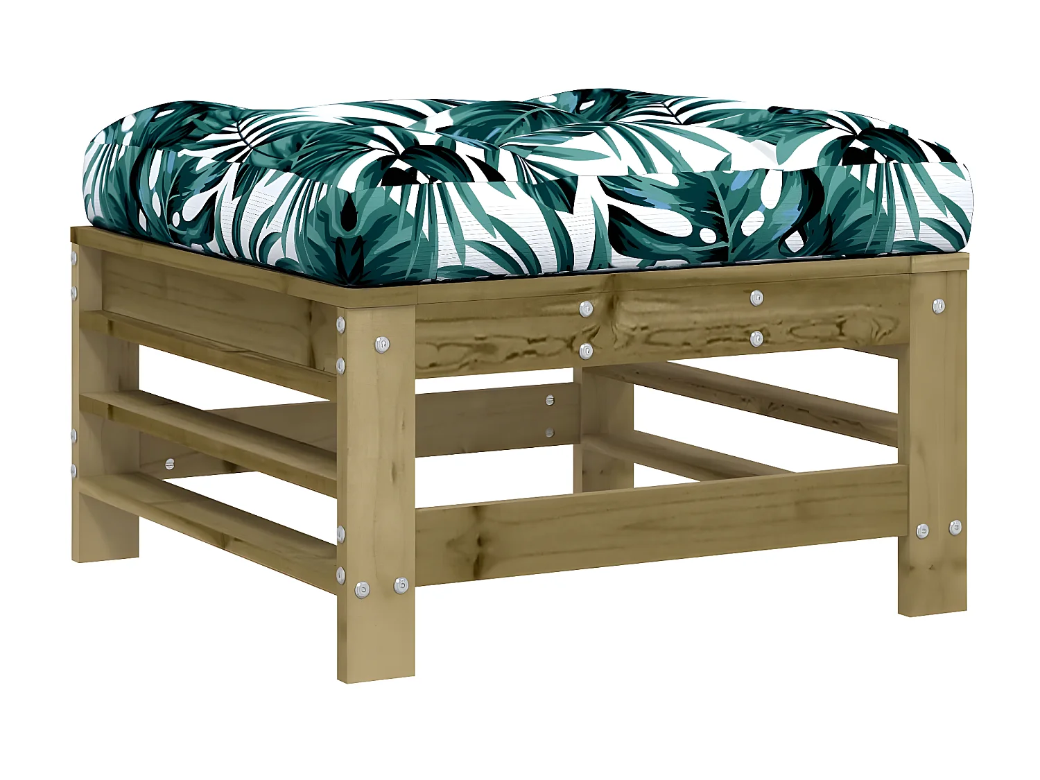 Repose-pied de jardin avec coussin bois de pin imprégné LQF53741