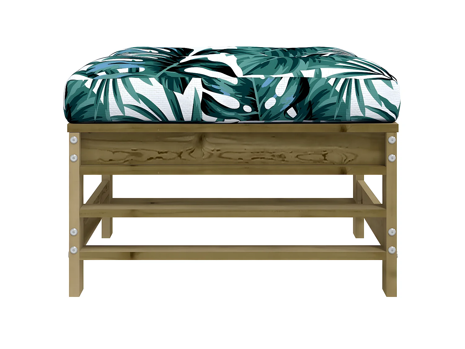 Repose-pied de jardin avec coussin bois de pin imprégné LQF53741