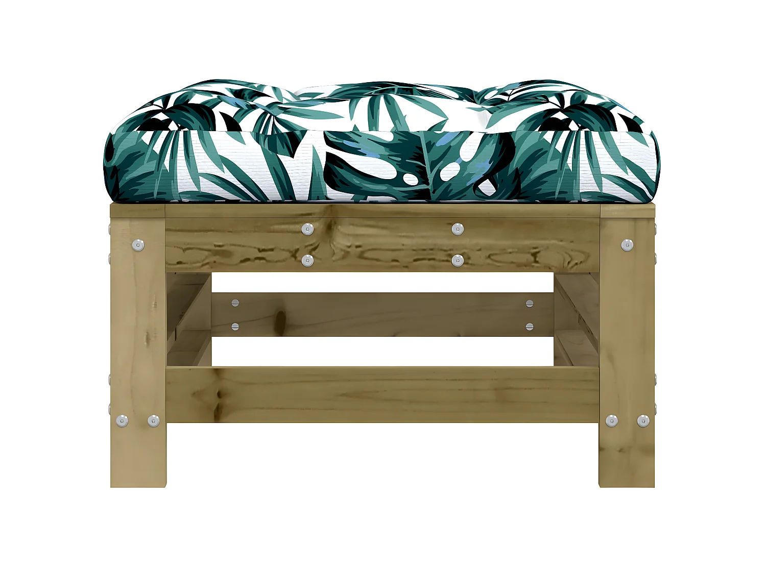 Repose-pied de jardin avec coussin bois de pin imprégné LQF53741