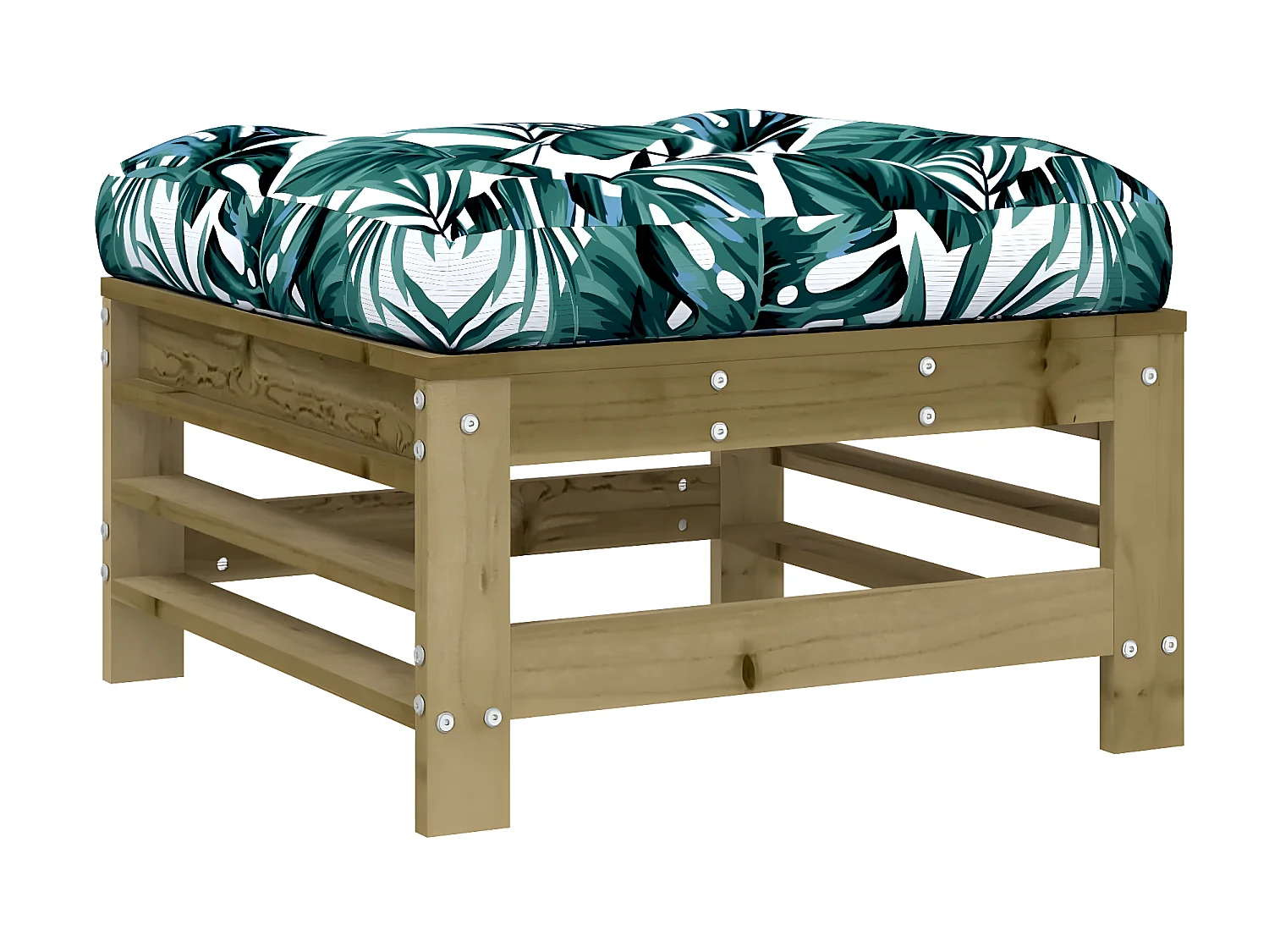 Repose-pied de jardin avec coussin bois de pin imprégné LQF53741